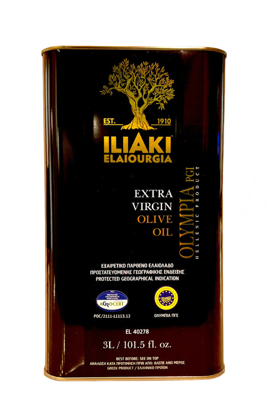 Olympia First Press Extra Virgin Olive Oil – 3 Liter Tin by Iliaki Elaiourgia